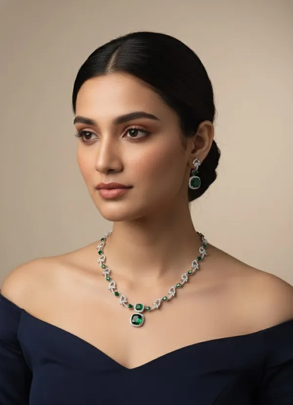 Green_Brass_Necklace_Set_For_Women